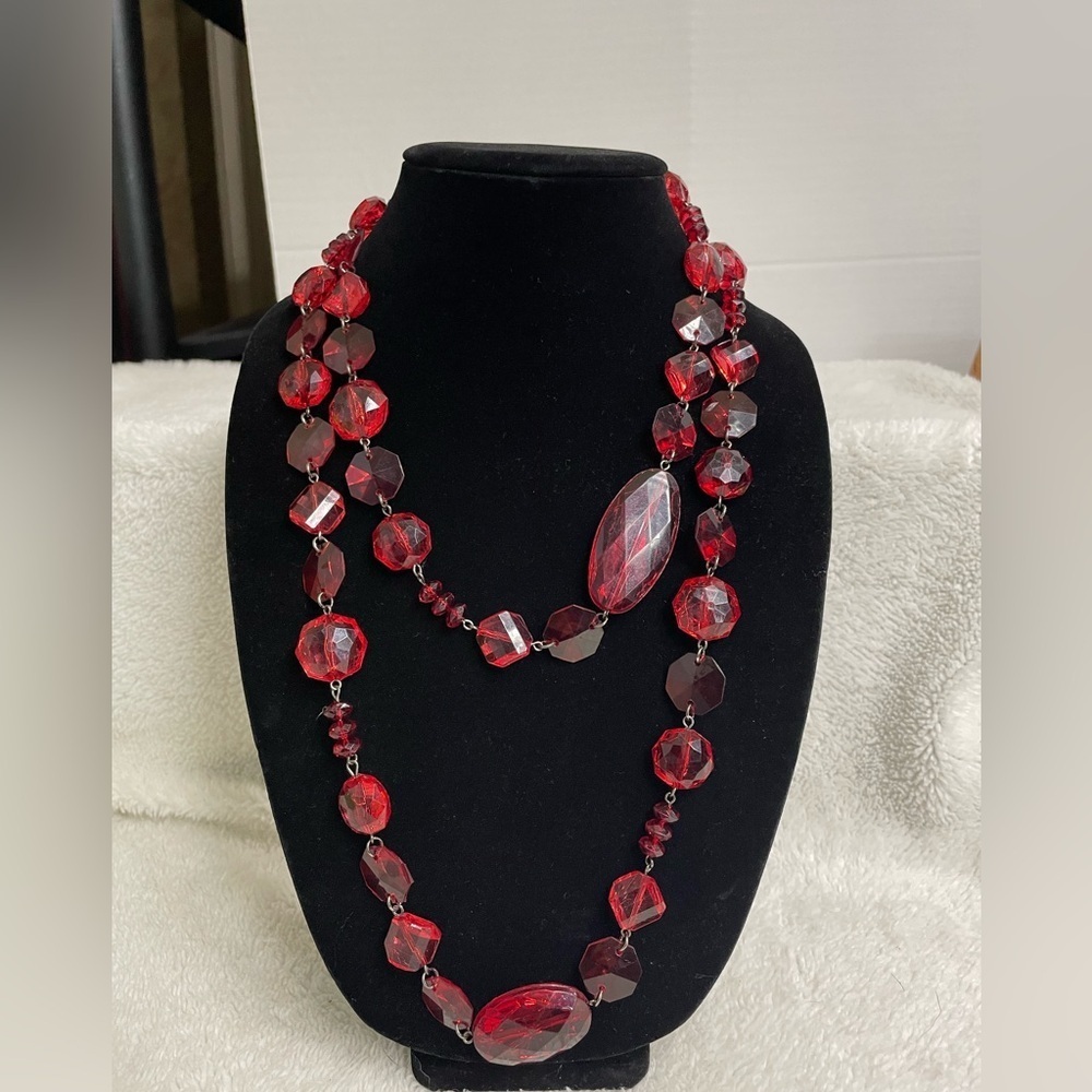 Red acrylic bead necklace